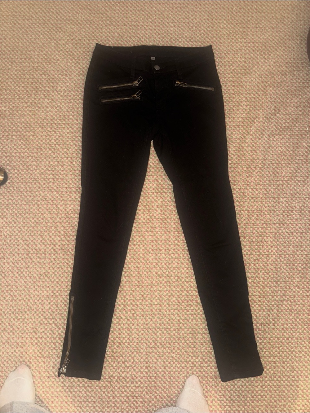 Carmar Black Skinny Pants with Zip Accents